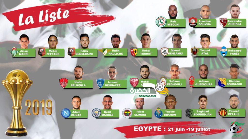 المنتخب الوطني : قائمة 23 لاعب لكأس أمم افريقيا 2019
