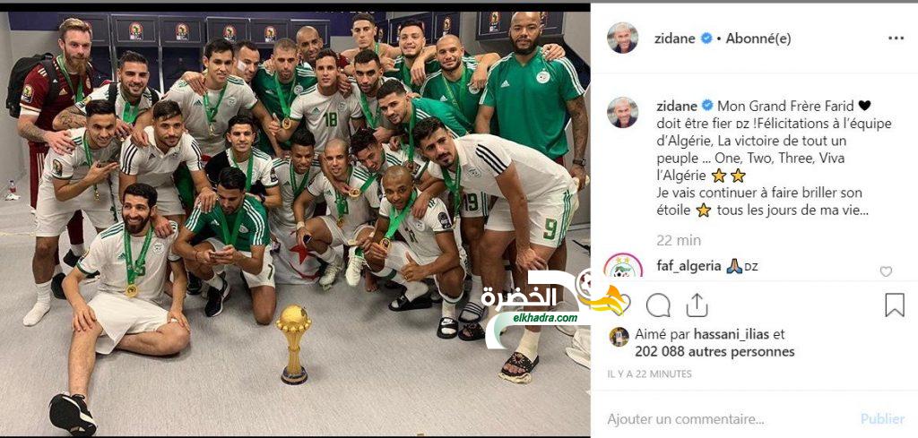 بالصورة .. زيدان : انتصار الشعب “1 2 3 تحيا الجزائر” !