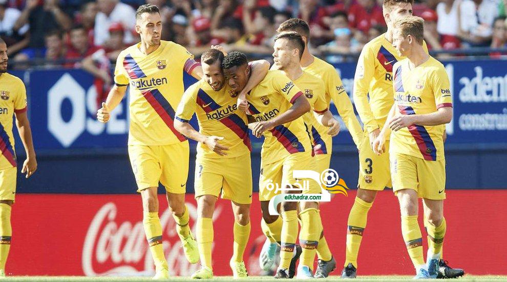 ‏برشلونة يتعادل مع أوساسونا في الجولة الثالثة من الدوري الإسباني