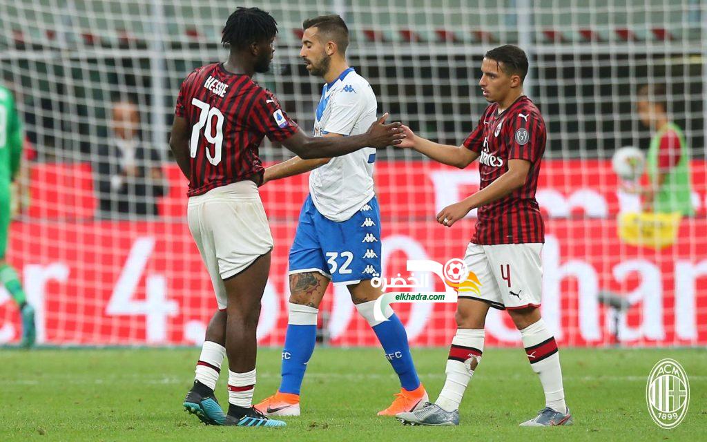 بن ناصر اساسي وميلان يفوز على بريشيا ويحقق اول فوز في الدوري الإيطالي