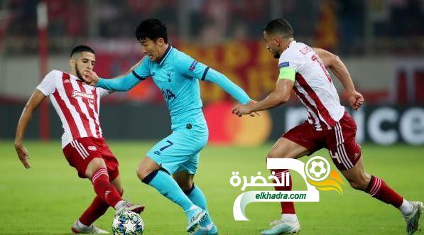 بن زية بديل في التعادل الإيجابي بين أولمبياكوس و توتنهام