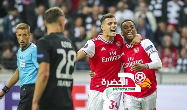 أرسنال يفوز على مستضيفه أينترخت فرانكفورت الألماني بثلاثية نظيفة