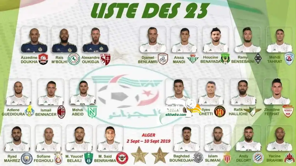 المنتخب الوطني .. جمال ‎بلماضي يكشف عن قائمة 23 لاعب المعنيين بتربص شهر سبتمبر