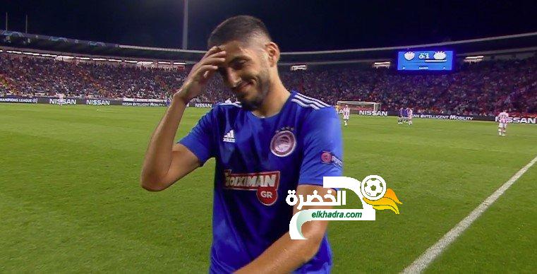 بن زية تلقى بطاقة حمراء وينهزك مع أولمبياكوس بثلاثية امام النجم الأحمر الصربي