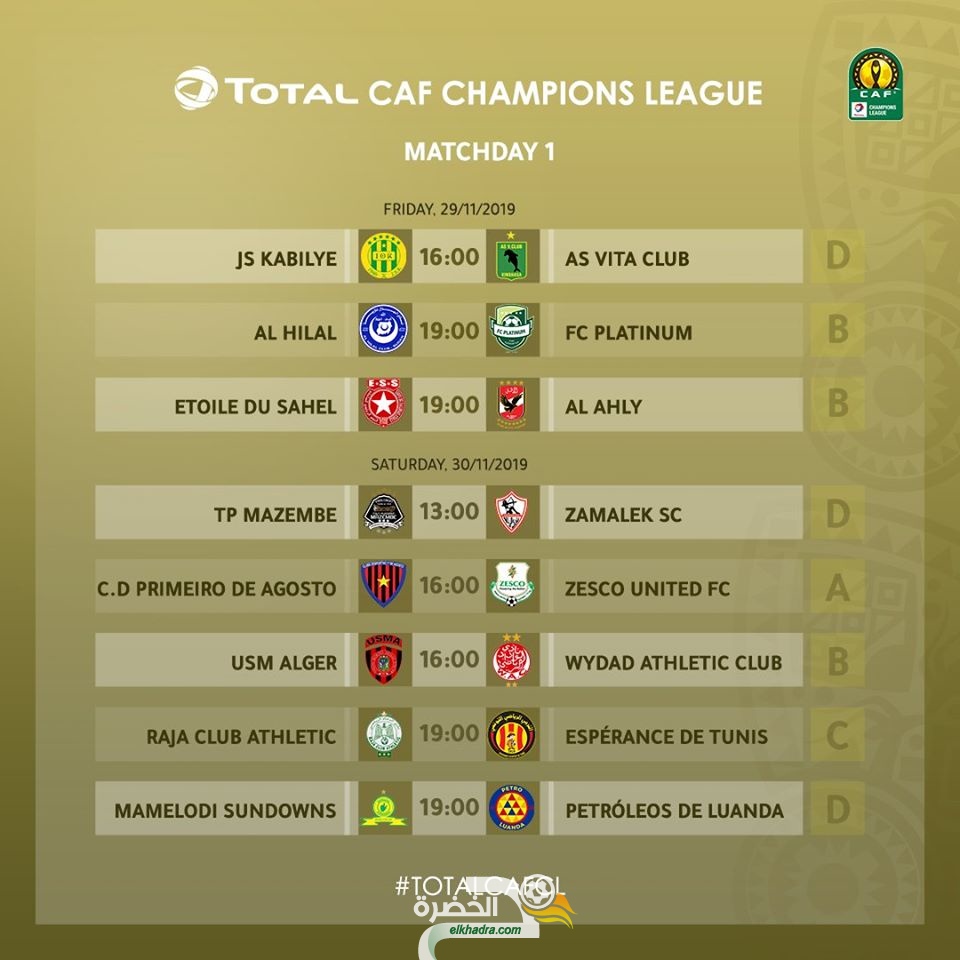 برنامج مباريات الجولة الأولى من رابطة أبطال إفريقيا