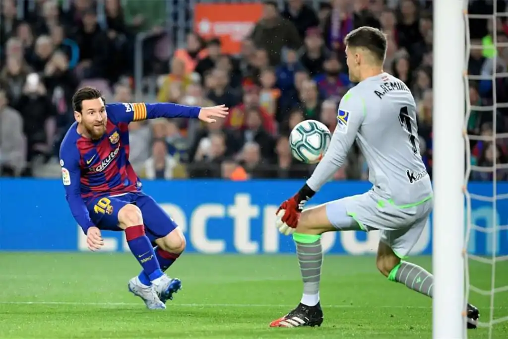 ‏ليونيل ‎ميسي يقود ‎برشلونة للفوز على ريال سوسيداد بهدف دون رد