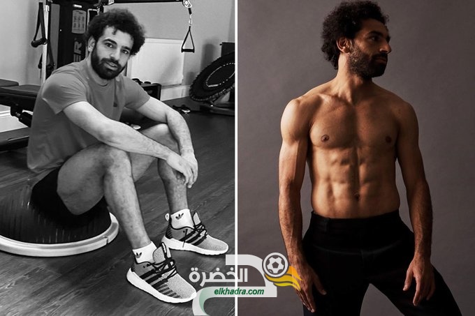 محمد صلاح يستعرض عضلاته ولياقة جسده وهو عاري الصدر