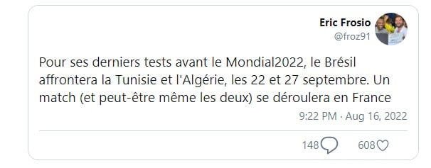 إيريك فروسيو منتخب الجزائر يواجه البرازيل في سبتمبر 2