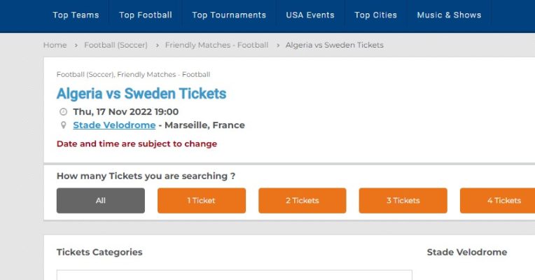 شركة سبورت افنتس 365 تطرح تذاكر مباراة الجزائر السويد بمرسيليا للبيع 5