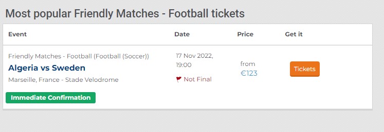 شركة سبورت افنتس 365 تطرح تذاكر مباراة الجزائر السويد بمرسيليا للبيع 2