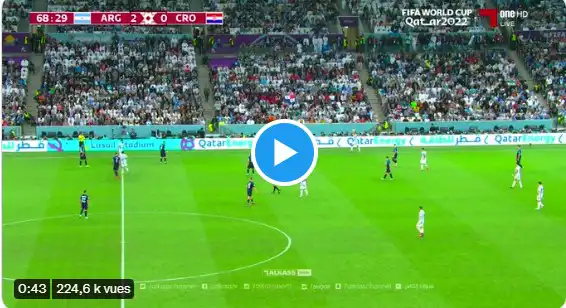 شاهد ميسي يتلاعب بدفاعات كرواتيا ويصنع الهدف الثالث للأرجنتين بأقدام الفاريز