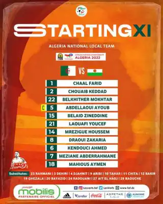 التشكيلة الأساسية للمنتخب الوطني المحلي في مواجهة منتخب النيجر