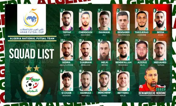 كأس العرب داخل القاعة 2023: الكشف عن قائمة المنتخب الوطني الجزائري