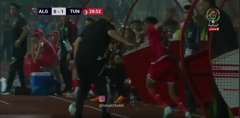 شاهد ما حدث بين بلماضي واللاعب التونسي اليوم