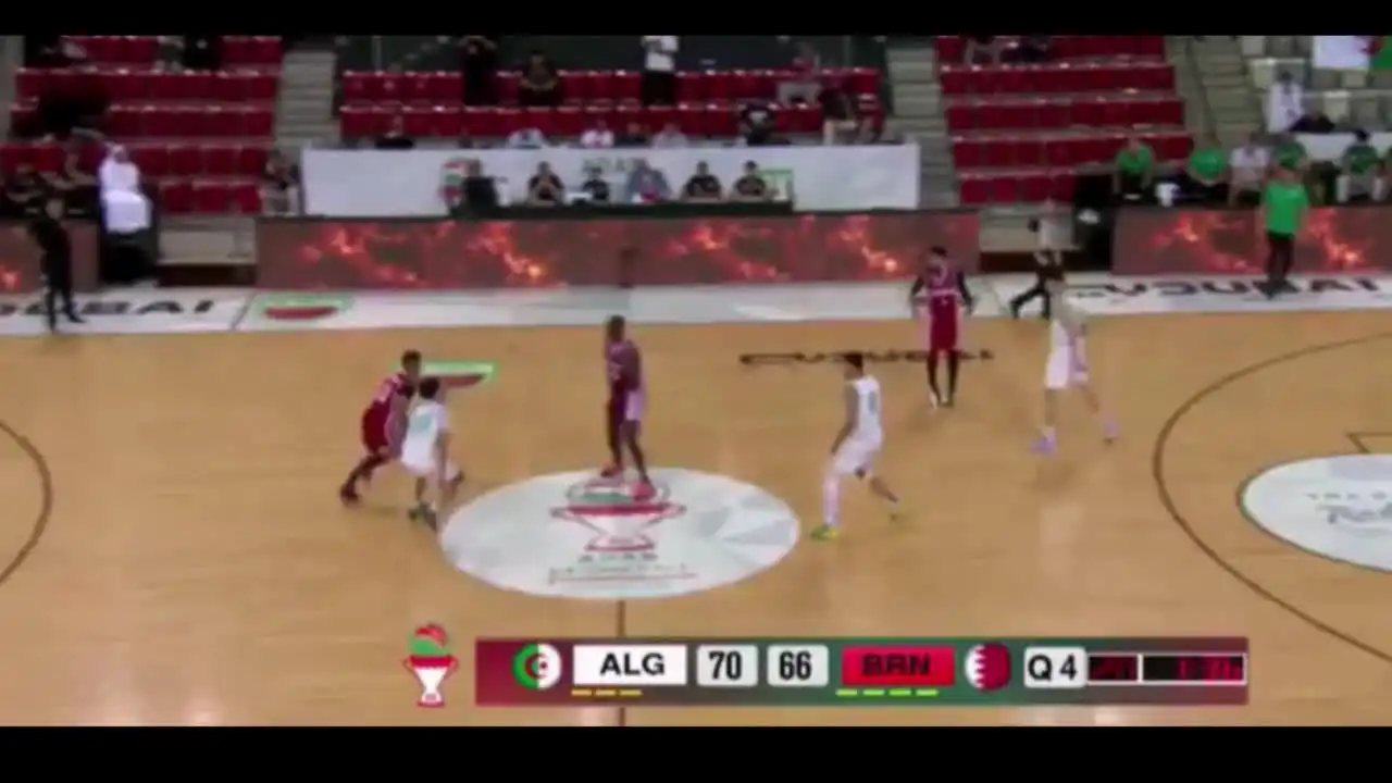 شاهد الدقائق الأخيرة والريمونتادا المجنونة مباراة المنتخب الجزائري لكرة السلة و نظيره البحريني